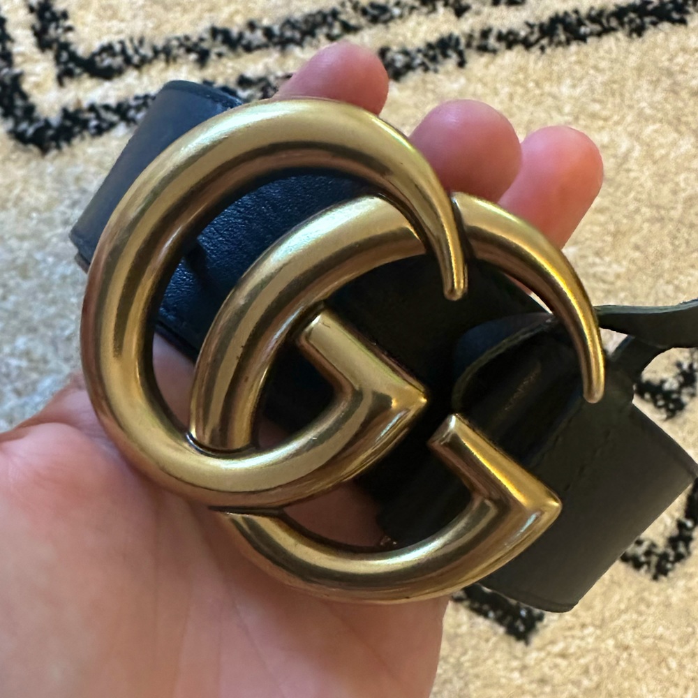 Genuine Gucci wide leather black belt